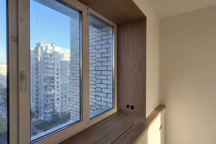 Подоконник с откосами из дуба (3). Работы компании РСК Интерьер.