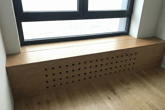 Деревянный подоконник с зоной хранения (5). Работы компании РСК Интерьер.