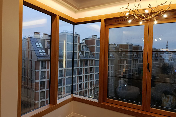 Облицовка эркерного окна дубовым шпоном (3). Работы компании РСК Интерьер.